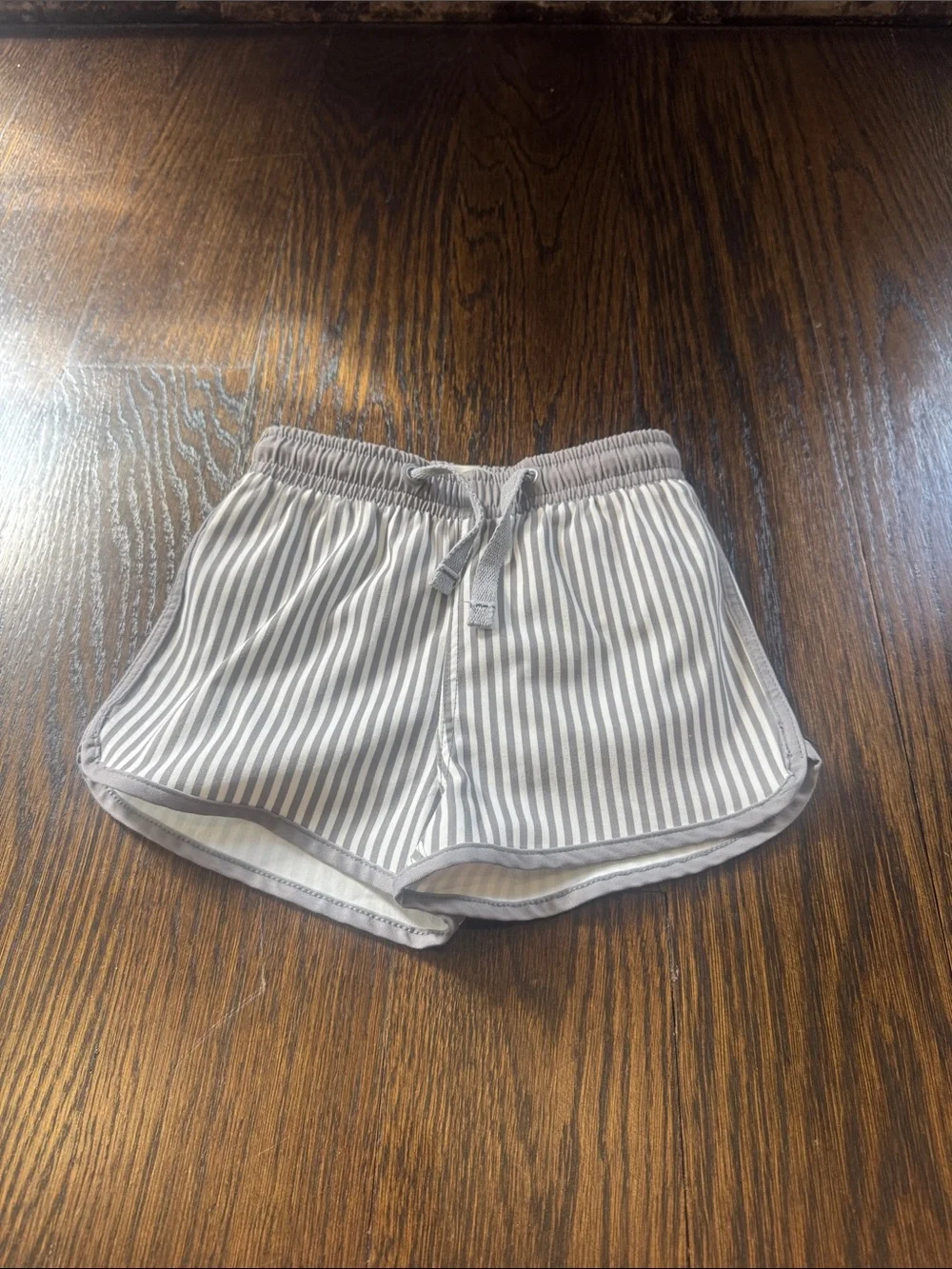 Rylee + Cru Striped Gray and White swim trunks bathing suit 12-18m